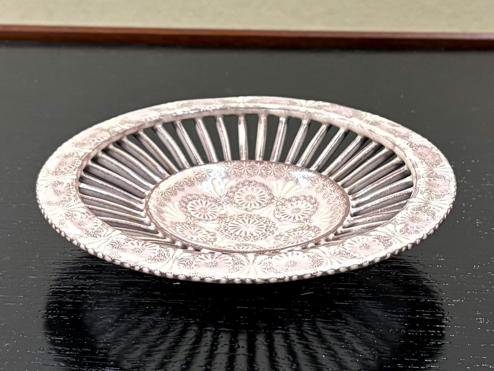 豆皿　紫三島　透かし　森里陶楽