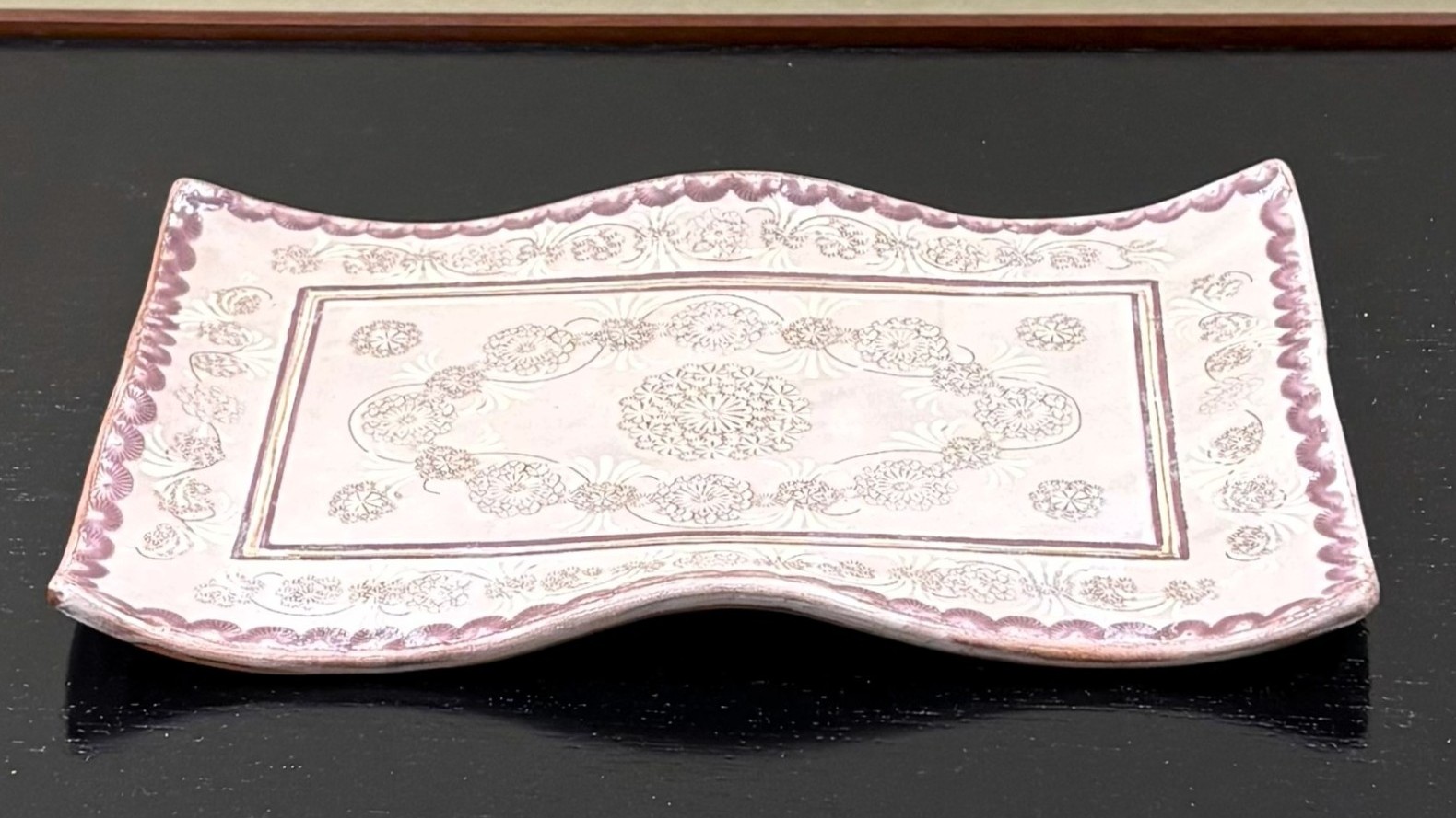 長角皿　柴彩華紋　輪花　森里陶楽