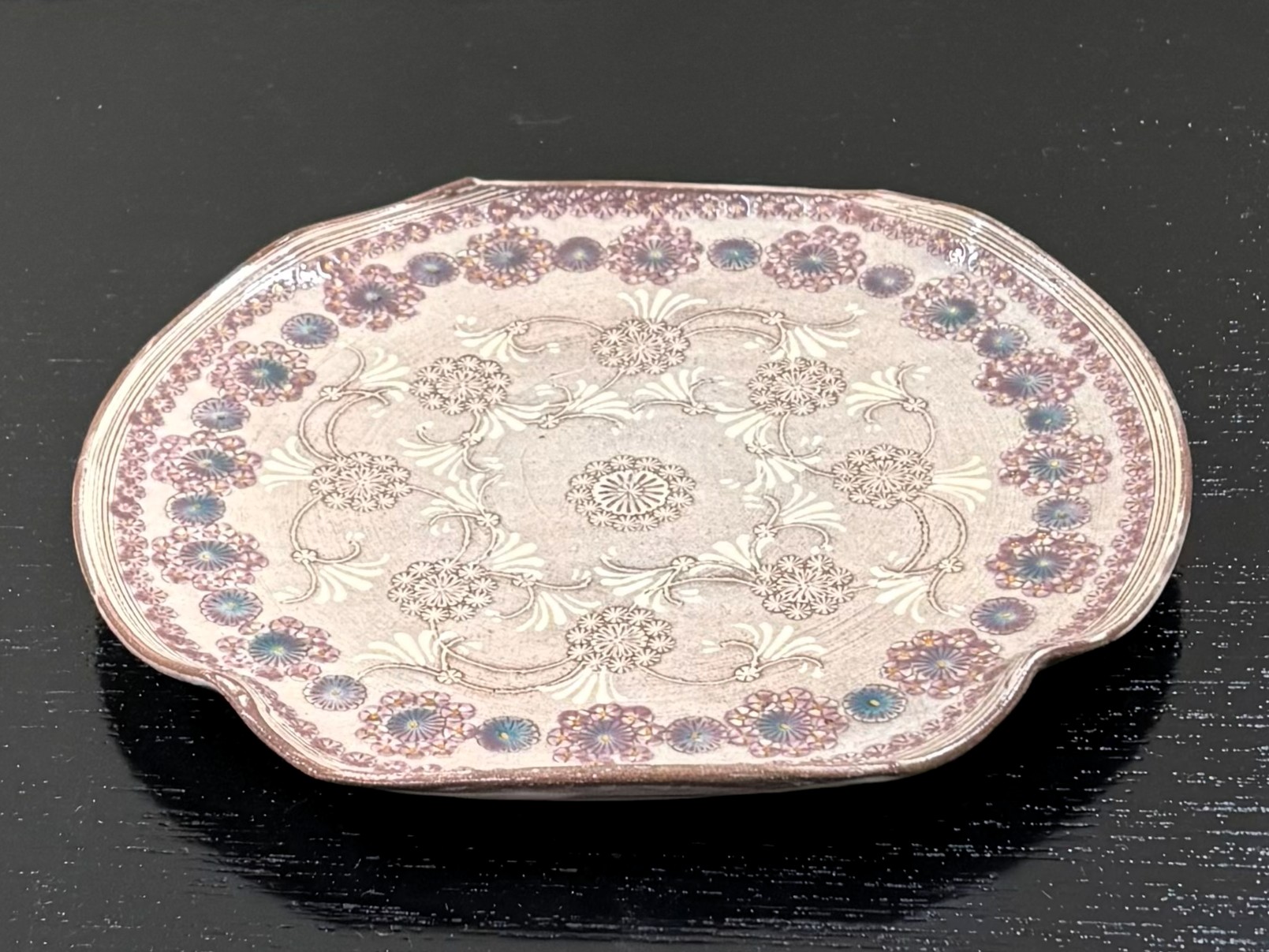 平皿　紫彩華紋　木瓜　森里陶楽