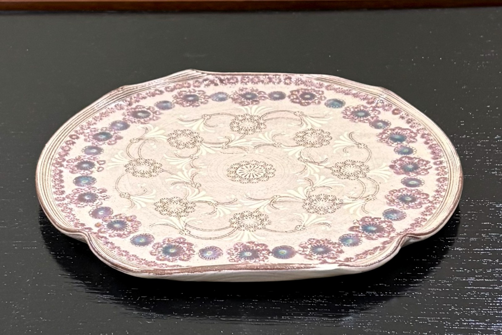 平皿　紫彩華紋　木瓜　森里陶楽